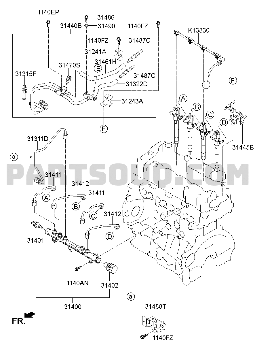 Manguera Retorno Inyeccion Hyundai Santa Fe 2010 a 2015 Alternativo 314712F001